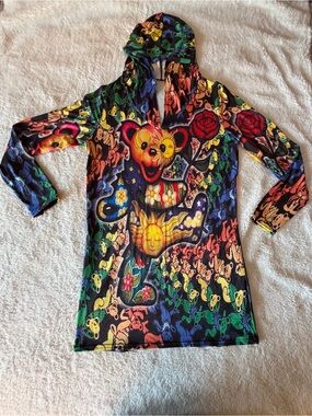 Grateful Dead Bear & Rose Long sleeve Hooded Dress